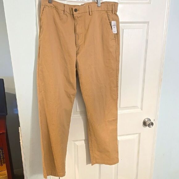 Tan Chino Pants with Straight Leg and Cotton Blend - Picture 1 of 7